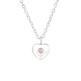 Children's Sterling Silver 'October Birthstone' Heart Necklace