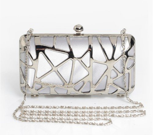 Penelope Silver Metal Clutch Bag