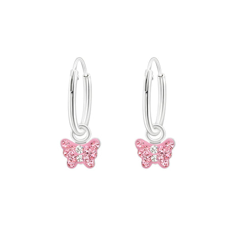 Children's Sterling Silver Pink Glitter Heart Stud Earrings