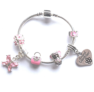 Pink Fairytale Princess Silver Plated Charm Bracelet For Girls