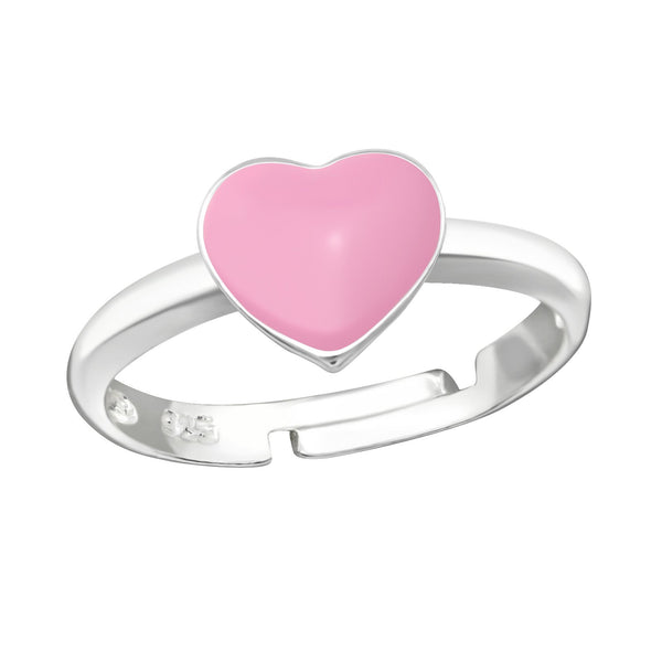 Children's Sterling Silver Adjustable Pink Heart Ring