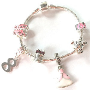 Happy 8th birthday princess - 8th birthday girl gift – 8 year old birthday charm bracelet