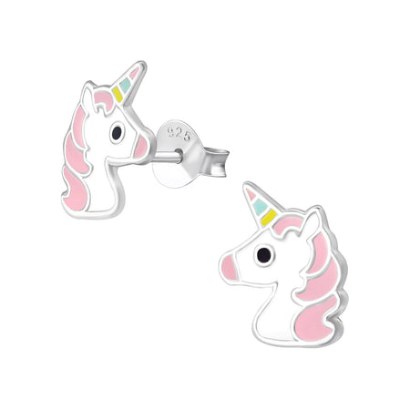 Children's Sterling Silver 'Pink Sparkle Unicorn' Crystal Stud Earrings