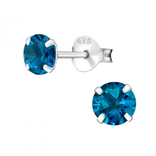 Children's Sterling Silver 'December Birthstone'  Stud Earrings