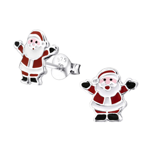 Children's Sterling Silver Christmas Santa Stud Earrings