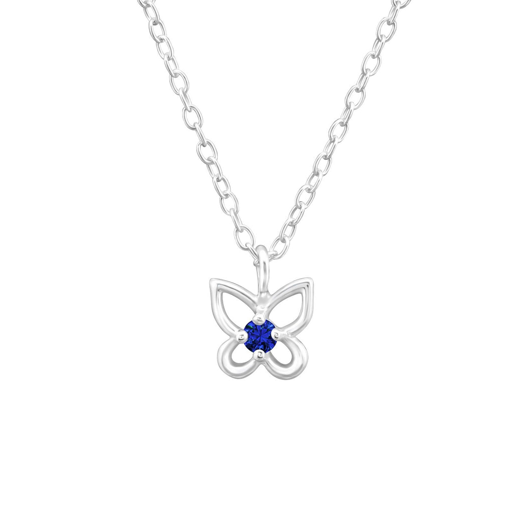 Children's Sterling Silver 'September Birthstone' Butterfly Necklace