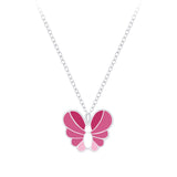 Children's Sterling Silver 'Shades of Pink Butterfly' Pendant Necklace