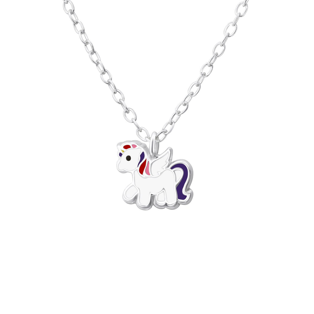 Children's Sterling Silver White Unicorn Pendant Necklace