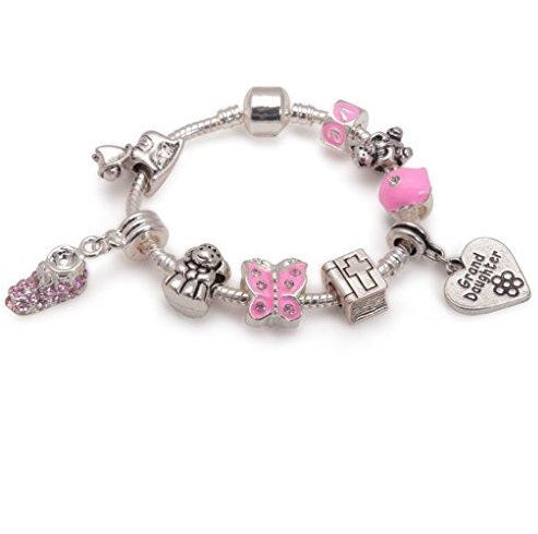 Girl's Baptism, Christening, Confirmation 'Little Angel Granddaughter' Silver Charm Bracelet