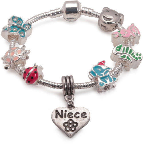 Children's Niece 'Animal Magic' Silver Plated Charm Bead Bracelet