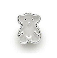Silver Plated White Enamel Bear Charm