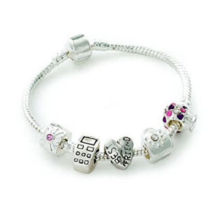 Best Friend Purple Fairy Dream Silver Plated Charm Bracelet