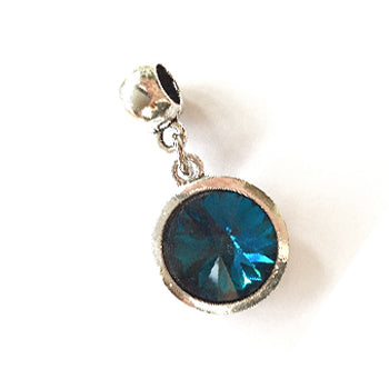 March Birthstone Aqua Colored Crystal Drop Charm