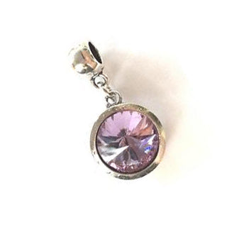 June Birthstone Amethyst Colored Crystal Drop Charm