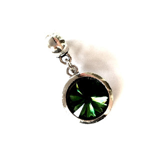 May Birthstone Emerald Colored Crystal Drop Charm