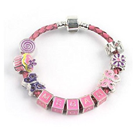 Children's Sister 'Simply Black' Silver Plated Black Leather Charm Bead Bracelet
