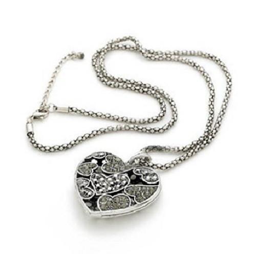 Silver Tone 'Dream Heart' Crystal Pendant