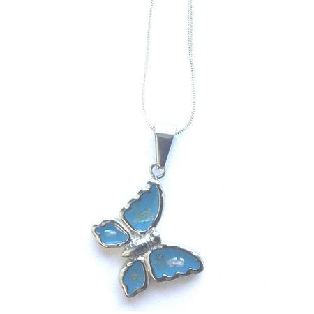 Children's Sterling Silver Blue Crystal Crescent Moon Pendant Necklace