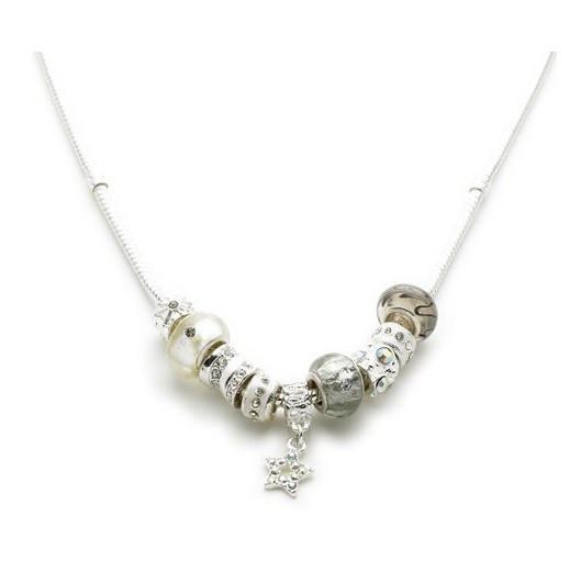 Silver Plated 'Champagne Glamour' Charm Bead Necklace