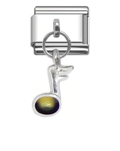 Stainless Steel 9mm Shiny Link with Dangling Musical Note for Italian Charm Bracelet
