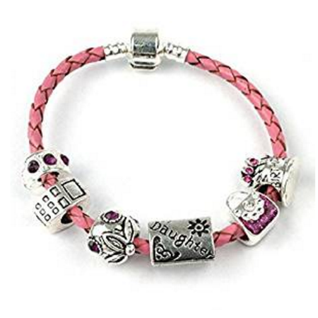 Children's Sisters 'Horse Lovers' Charm Pink Leather Bracelet