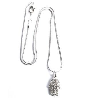 Diamante necklace with hamsa hand