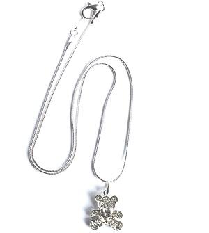 Children's Sterling Silver Pink Crystal Paw Pendant Necklace