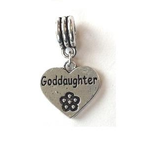 Silver Plated Goddaughter Heart Drop Charm