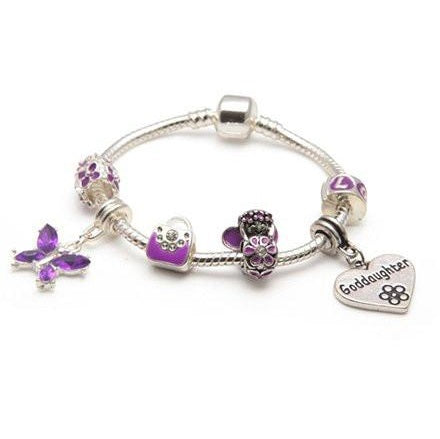 Goddaughter Purple Fairy Dream Silver Plated Charm Bracelet