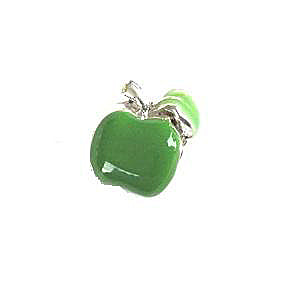 Silver Plated Green Enamel Apple Charm