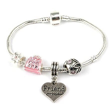 Teenager's/Tween's 'Best Friends Love 2 Party' Silver Plated Charm Bead Bracelet