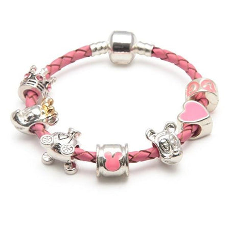 Pink Fairytale Princess Silver Plated Charm Bracelet For Girls