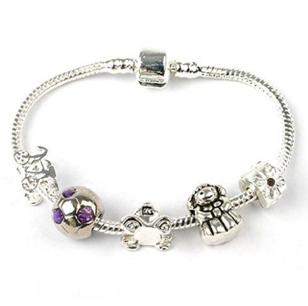 Teenager's Daughter 'Half Heart Pink Sparkle' Silver Plated Charm Bracelet