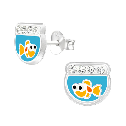 Children's Sterling Silver 'Goldfish Bowl' Stud Earrings