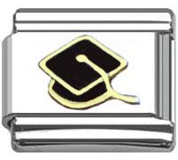 Stainless Steel 9mm Shiny Link with Graduation Cap for Italian Charm Bracelet