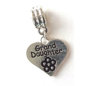 Silver Plated Granddaughter Heart Drop Charm