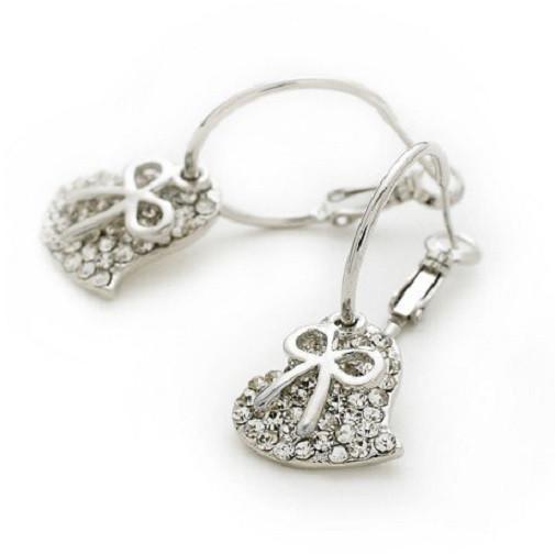 Silver Tone and Crystal Diamante 'Dazzle Bow' Hoop Earrings