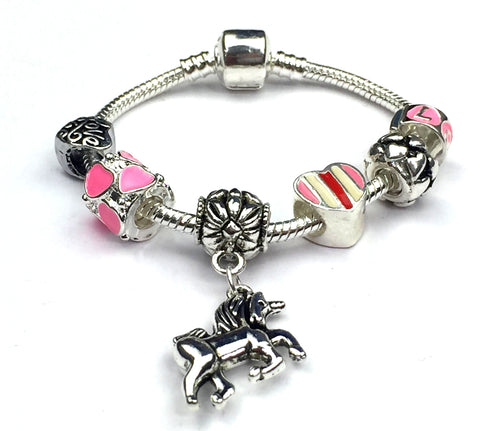 sparkle pink unicorn charm bracelet gift