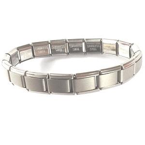 Stainless Steel 18 Link Matte Italian Charm Starter Bracelet