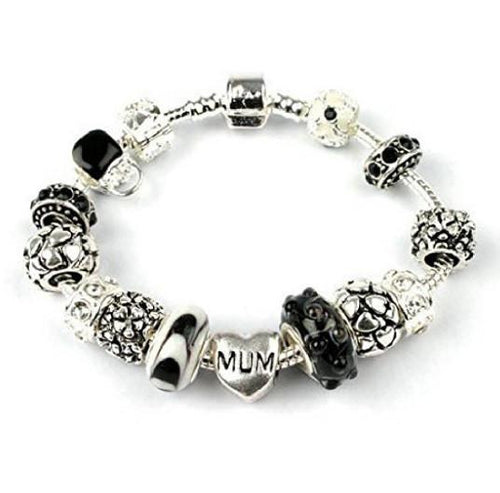 Mum 'Loves Dream' Silver Plated Charm Bead Bracelet