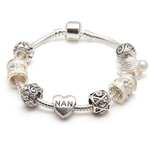 Nan 'Cascade Cream' Silver Plated Charm Bead Bracelet