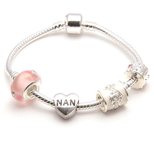 Nan 'Pink Parfait' Silver Plated Charm Bead Bracelet