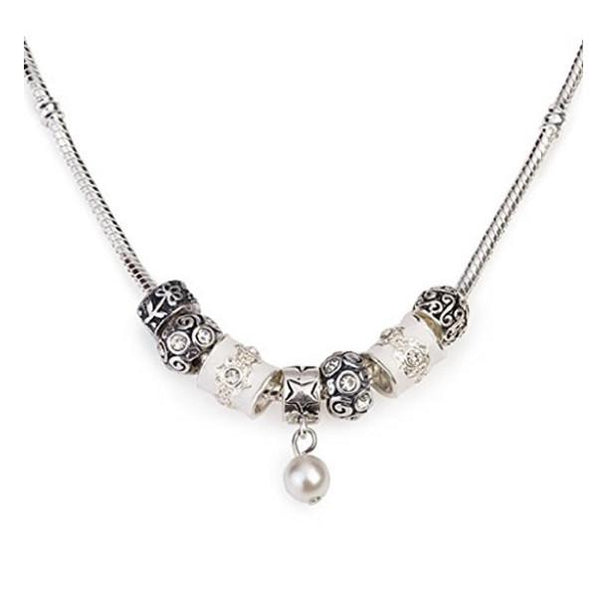 Silver Plated 'Sea Of Pearls' Charm Bead Necklace
