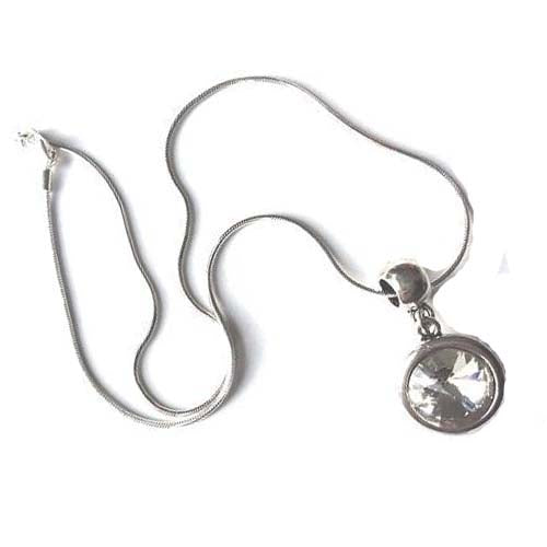 Silver Plated 'April Birthstone' Diamond Colored Crystal Pendant Necklace