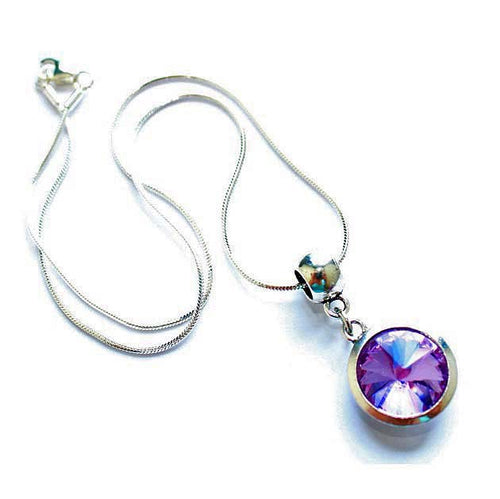 Silver Plated 'June Birthstone' Amethyst Colored Crystal Pendant Necklace