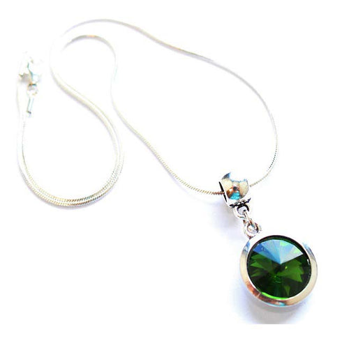 Silver Plated 'May Birthstone' Emerald Colored Crystal Pendant Necklace