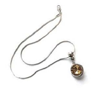 Silver Plated 'November Birthstone' Topaz Colored Crystal Pendant Necklace