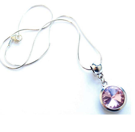 Silver Plated 'June Birthstone' Amethyst Colored Crystal Pendant Necklace