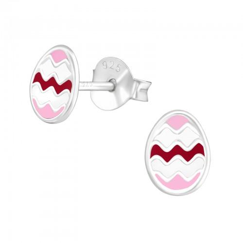 Children's Sterling Silver 'Pink Easter Egg' Stud Earrings