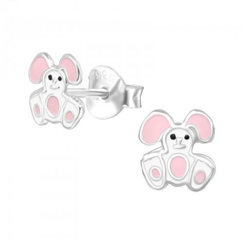 Children's Sterling Silver 'Floppy Eared Easter Bunny' Stud Earrings